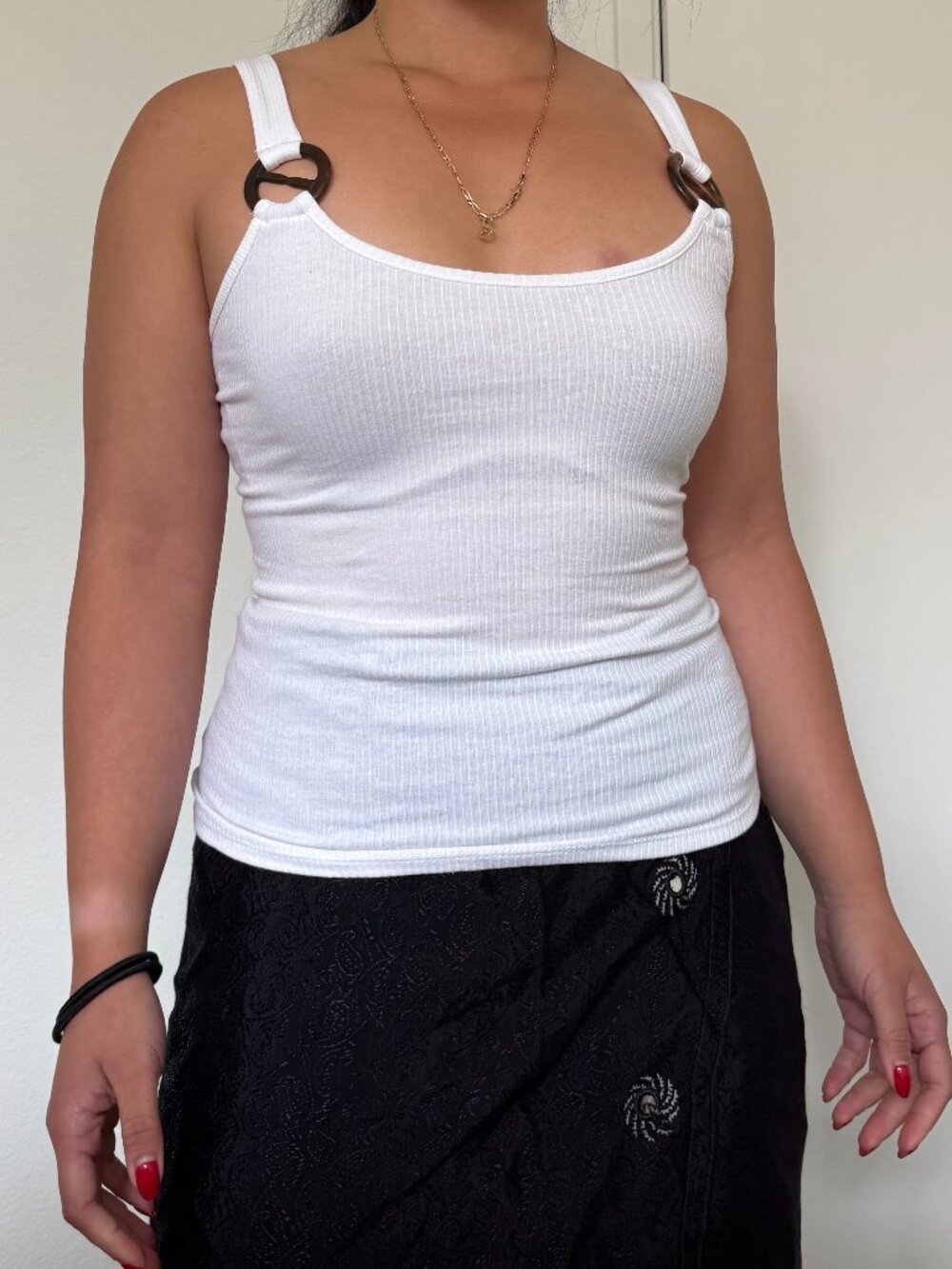 y2k beaded wooden white tank top - Picture 2 of 5